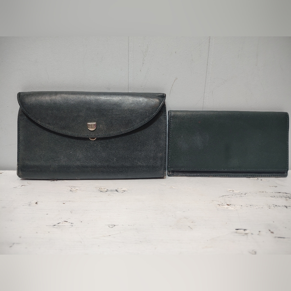Bosca Mezza Luna Leather Wallet‎ Set Deep Green Italian Leather